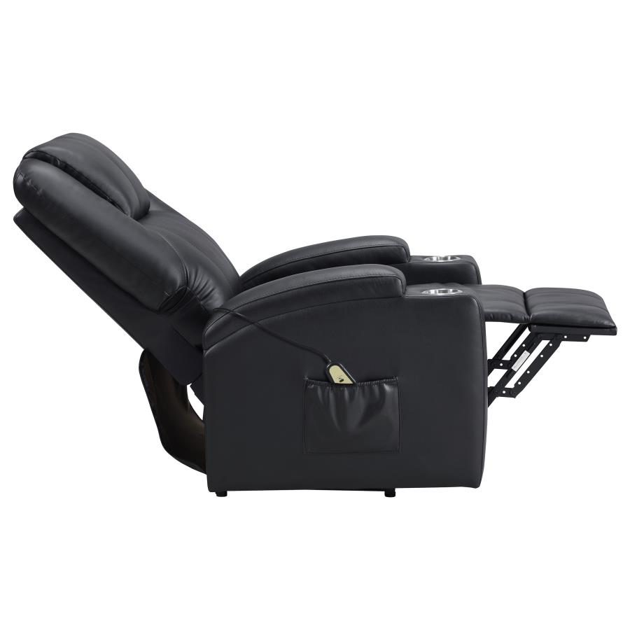 (image for) Armstrong Upholstered Power Lift Massage Recliner Black