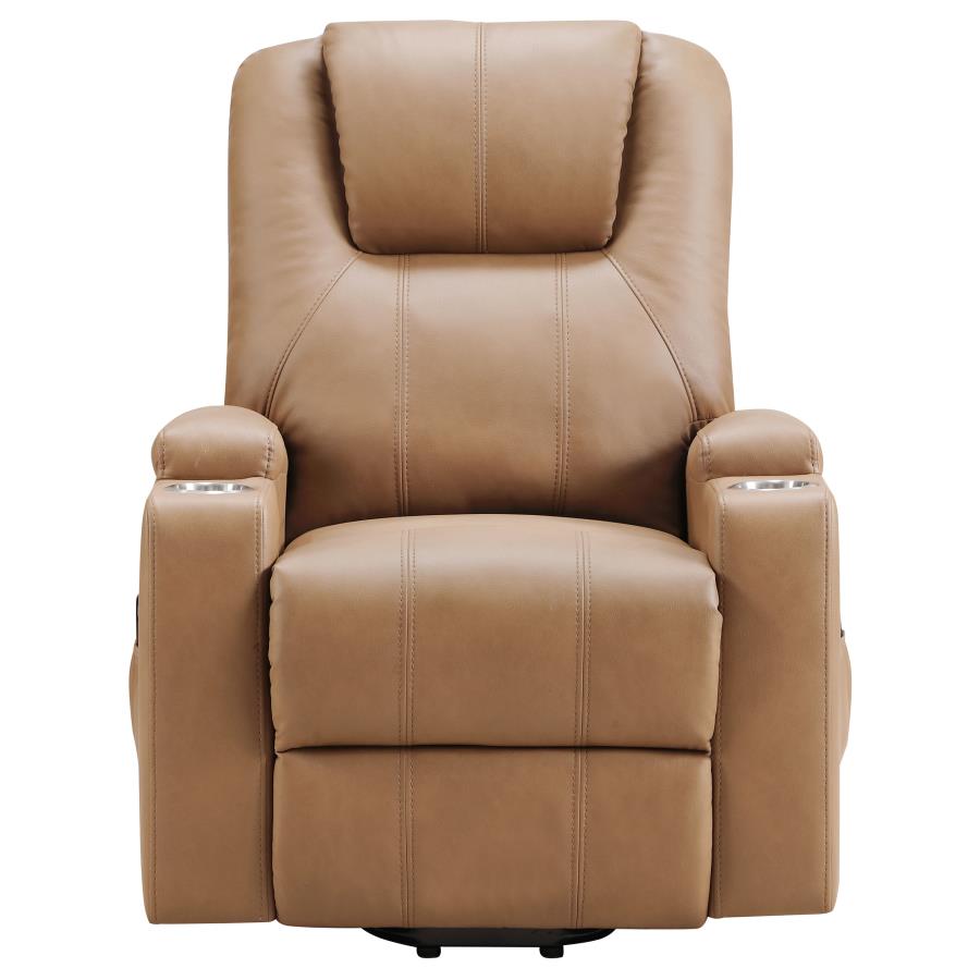 (image for) Armstrong Upholstered Power Lift Massage Recliner Camel