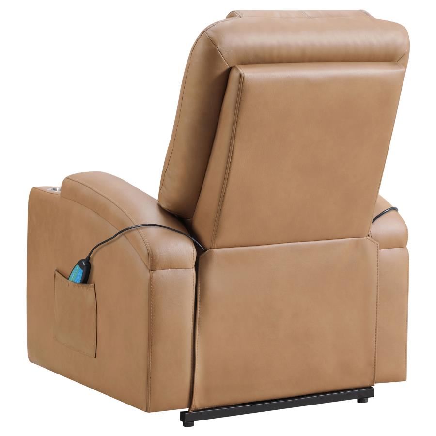 (image for) Armstrong Upholstered Power Lift Massage Recliner Camel