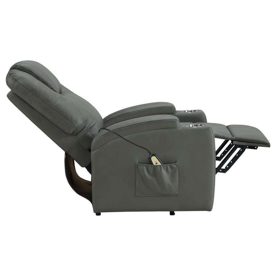 Armstrong Upholstered Power Lift Massage Recliner Grey