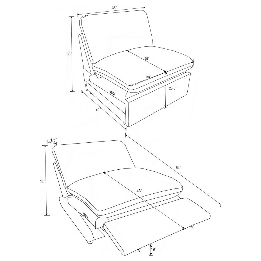 (image for) Collins Modular Power Armless Recliner Dark Grey