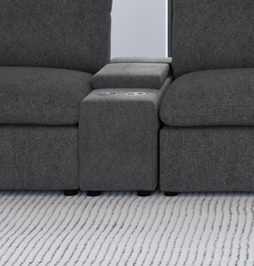 Collins Upholstered Modular Storage Console Dark Grey