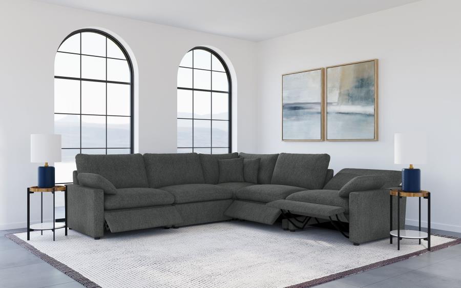 (image for) Collins 5-piece Modular Power Reclining Sectional Dark Grey