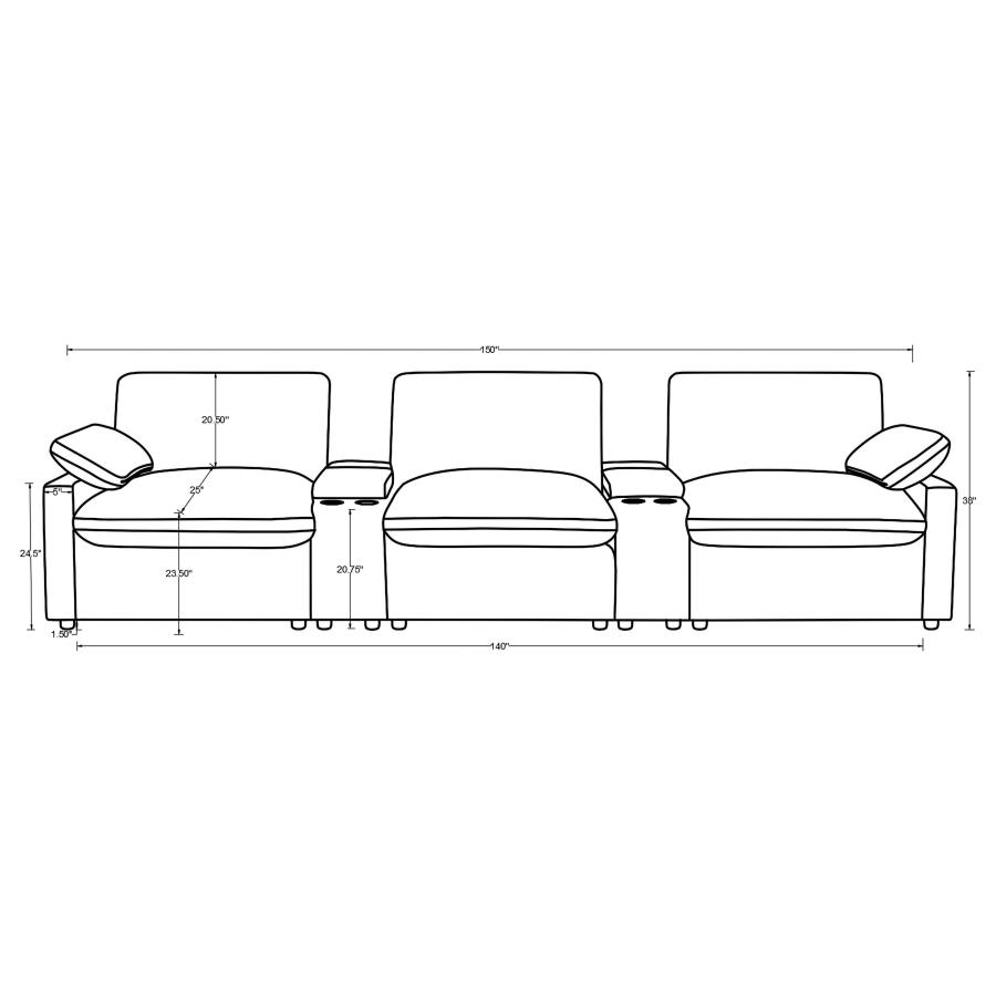Modal Additional Images for Collins 5-Piece Power Reclining Home Theater Seating Dark Grey