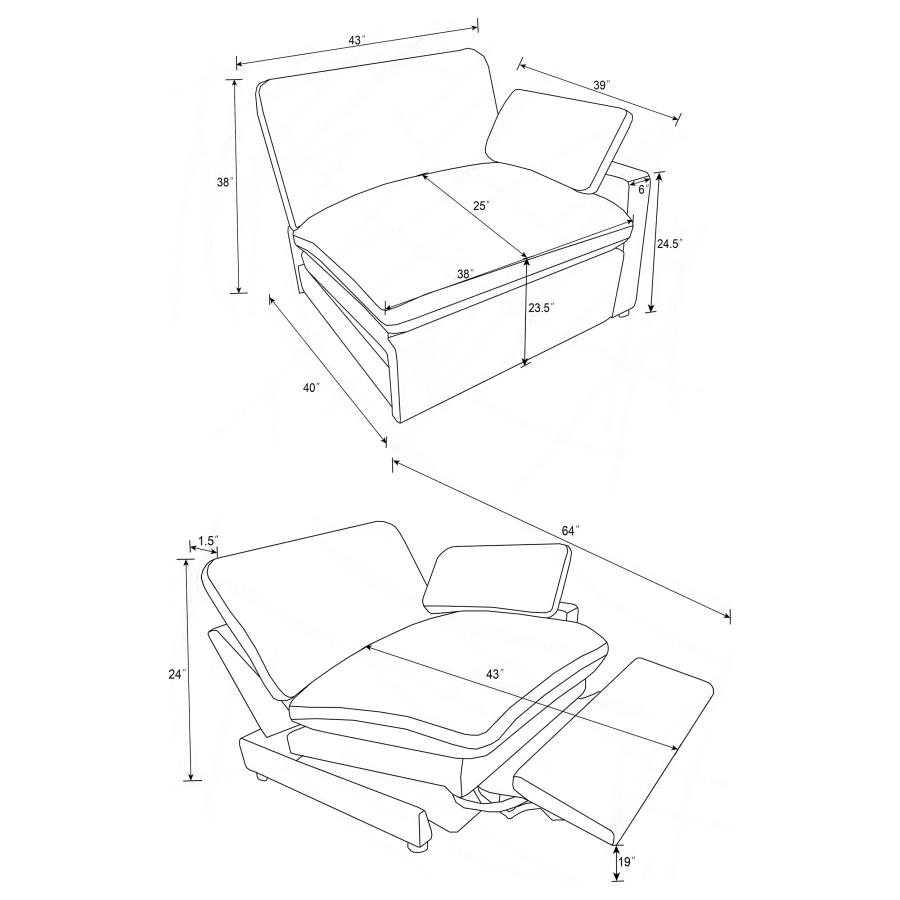 (image for) Collins Modular Power Loveseat Dark Grey