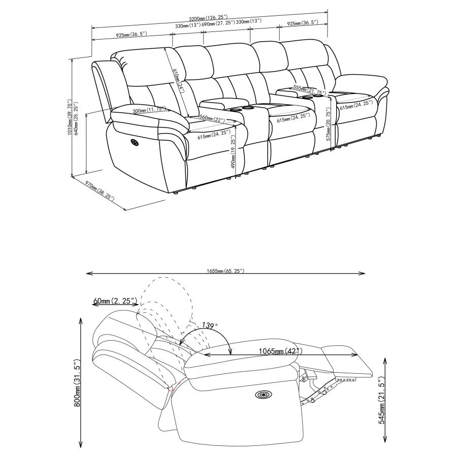 Modal Additional Images for Bahrain 5-piece Power Home Theater Seating Charcoal