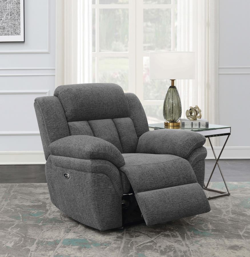 (image for) Bahrain Upholstered Power Glider Recliner Charcoal