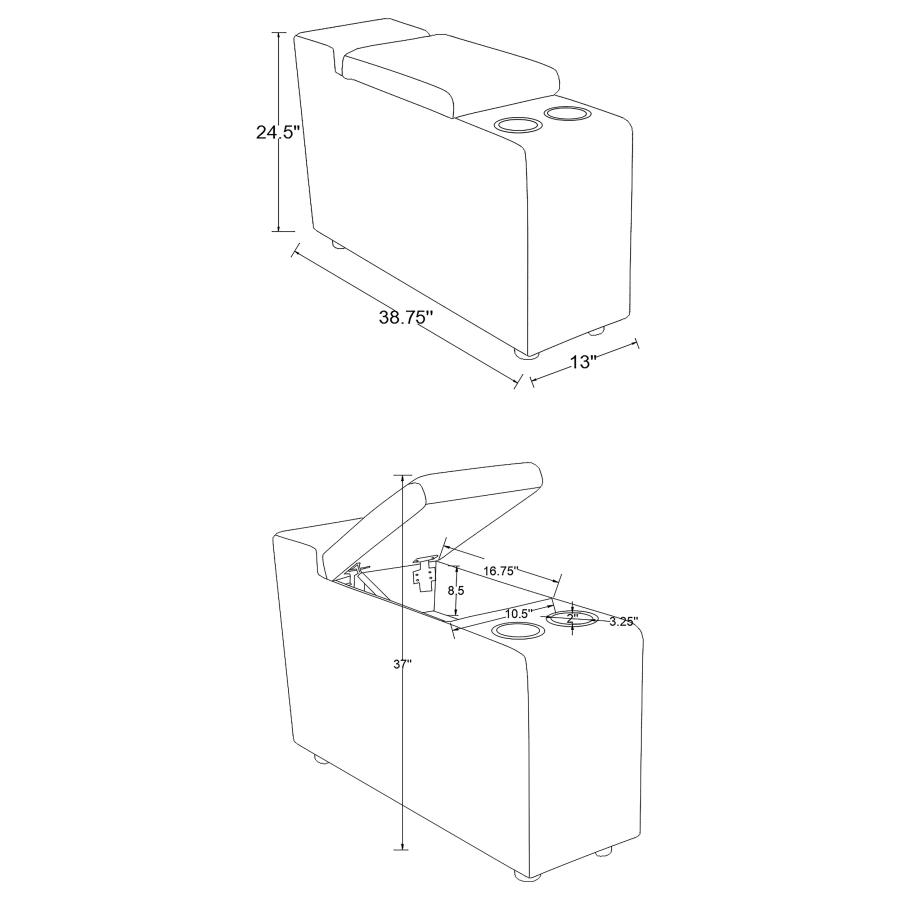 Modal Additional Images for Collins Upholstered Modular Storage Console Grey