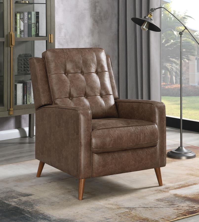 (image for) Davidson Upholstered Tufted Push Back Recliner Brown