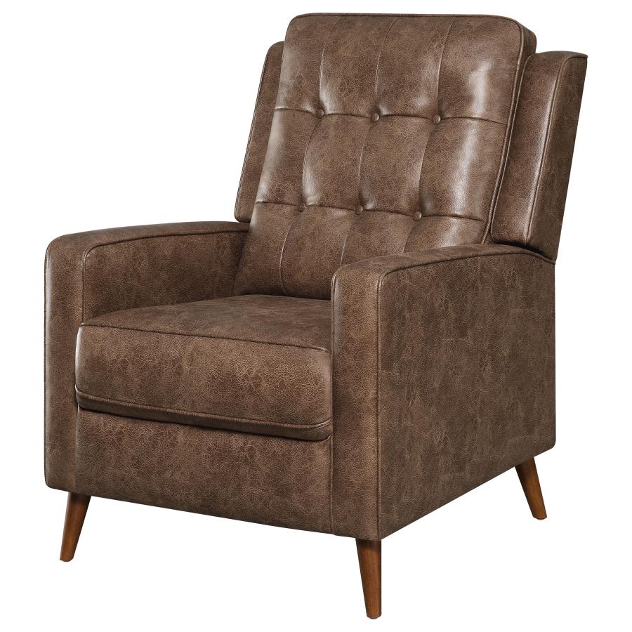 (image for) Davidson Upholstered Tufted Push Back Recliner Brown