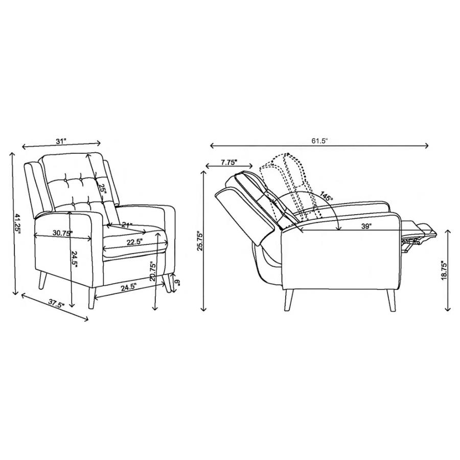 (image for) Davidson Upholstered Tufted Push Back Recliner Grey