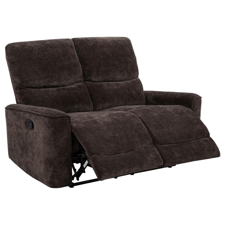 (image for) Navarro Chenille Upholstered Reclining Loveseat Dark Brown