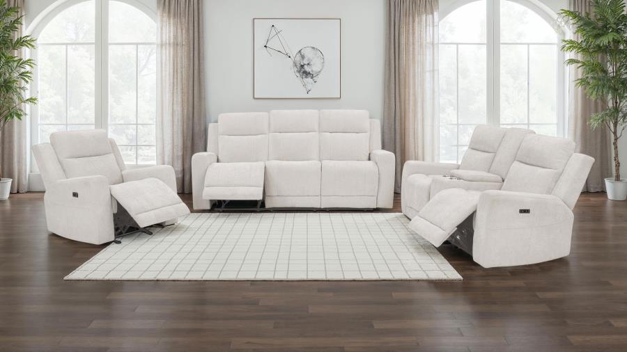 Modal Additional Images for Kennett Chenille Upholstered Power Reclining Sofa Ivory