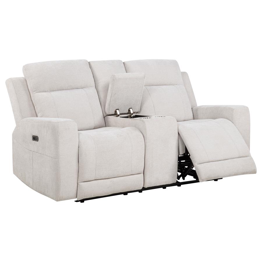 (image for) Kennett Chenille Upholstered Power Reclining Loveseat Ivory