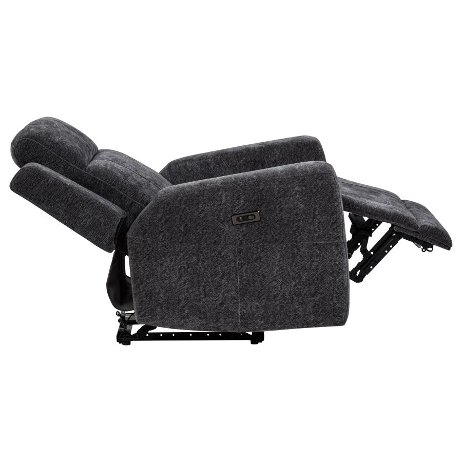 Kennett 3-piece Chenille Power Reclining Sofa Set Dark Grey