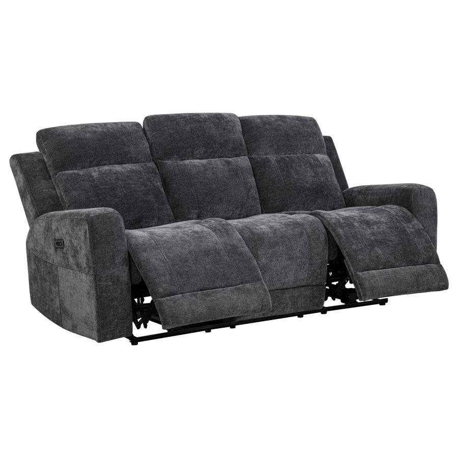 (image for) Kennett Chenille Upholstered Power Reclining Sofa Dark Grey