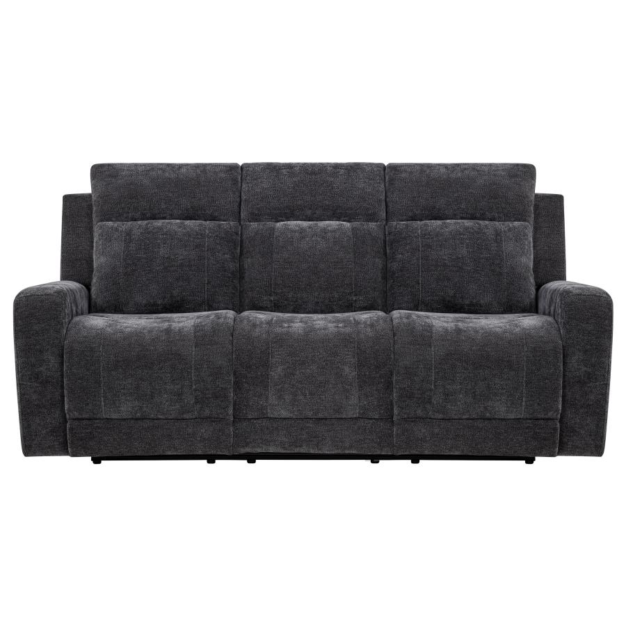 Kennett Chenille Upholstered Power Reclining Sofa Dark Grey