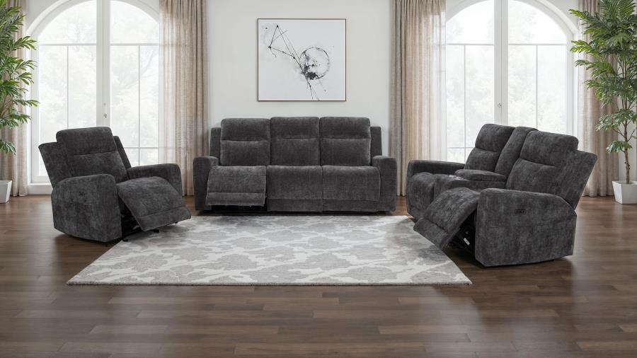 Modal Additional Images for Kennett Chenille Upholstered Power Reclining Loveseat Grey