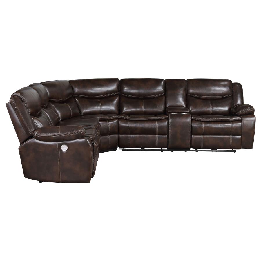 (image for) Sycamore Upholstered Power Reclining Sectional Sofa Brown