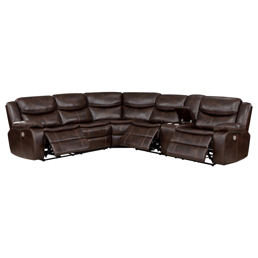 (image for) Sycamore Upholstered Power Reclining Sectional Sofa Brown