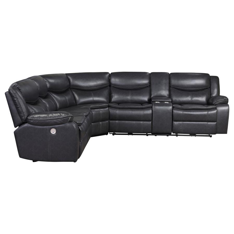 (image for) Sycamore Upholstered Power Reclining Sectional Sofa Grey