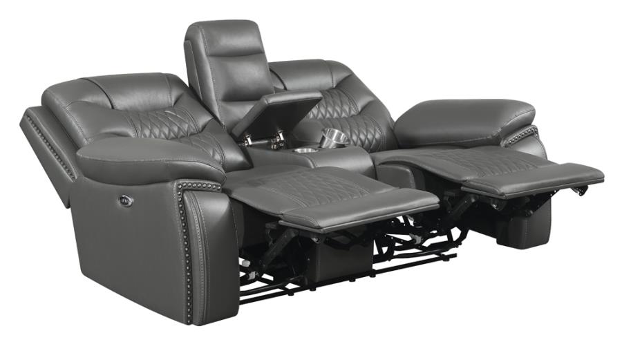 (image for) Flamenco Upholstered Power Reclining Loveseat Charcoal