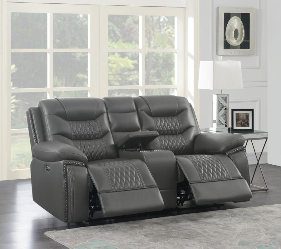 (image for) Flamenco Upholstered Power Reclining Loveseat Charcoal