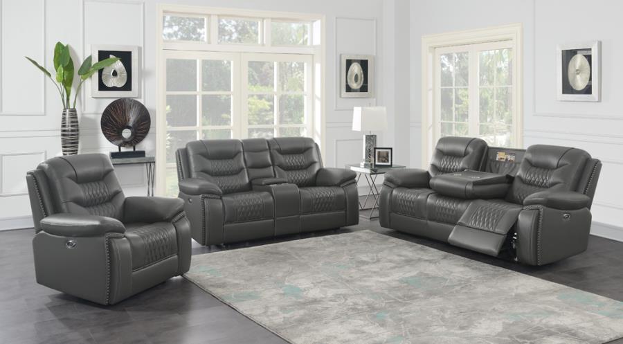 (image for) Flamenco Upholstered Power Reclining Loveseat Charcoal