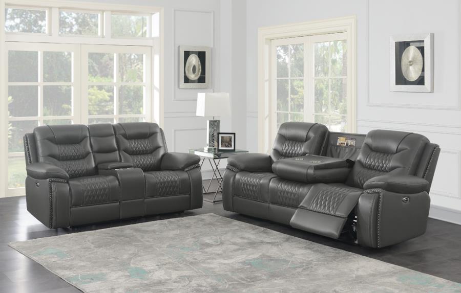 (image for) Flamenco Upholstered Power Reclining Loveseat Charcoal