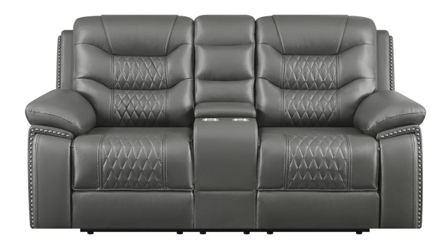 (image for) Flamenco Upholstered Power Reclining Loveseat Charcoal