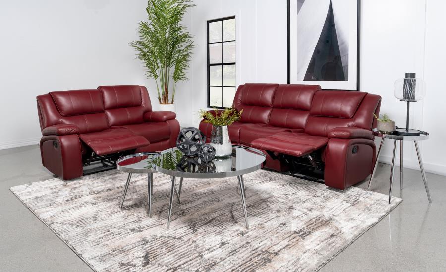 (image for) Camila 2-piece Upholstered Reclining Sofa Set Red