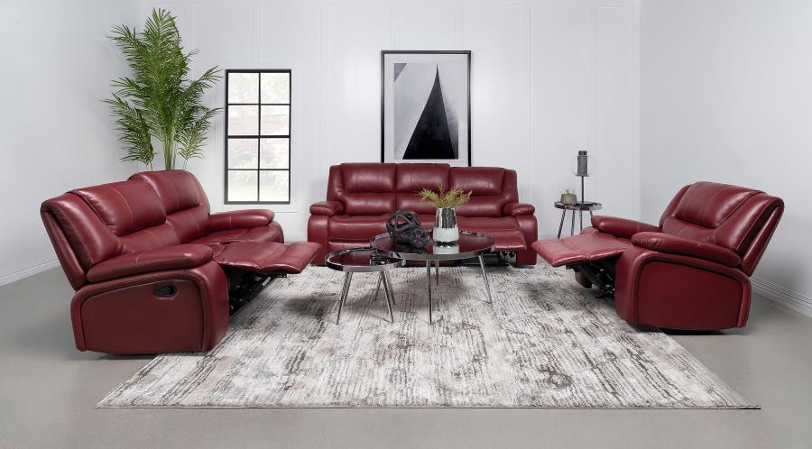 (image for) Camila 3-piece Upholstered Reclining Sofa Set Red