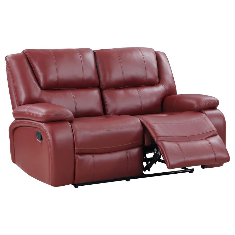 (image for) Camila 3-piece Upholstered Reclining Sofa Set Red