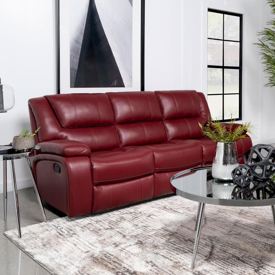 (image for) Camila Upholstered Motion Reclining Sofa Red