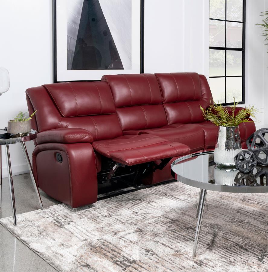 (image for) Camila Upholstered Motion Reclining Sofa Red