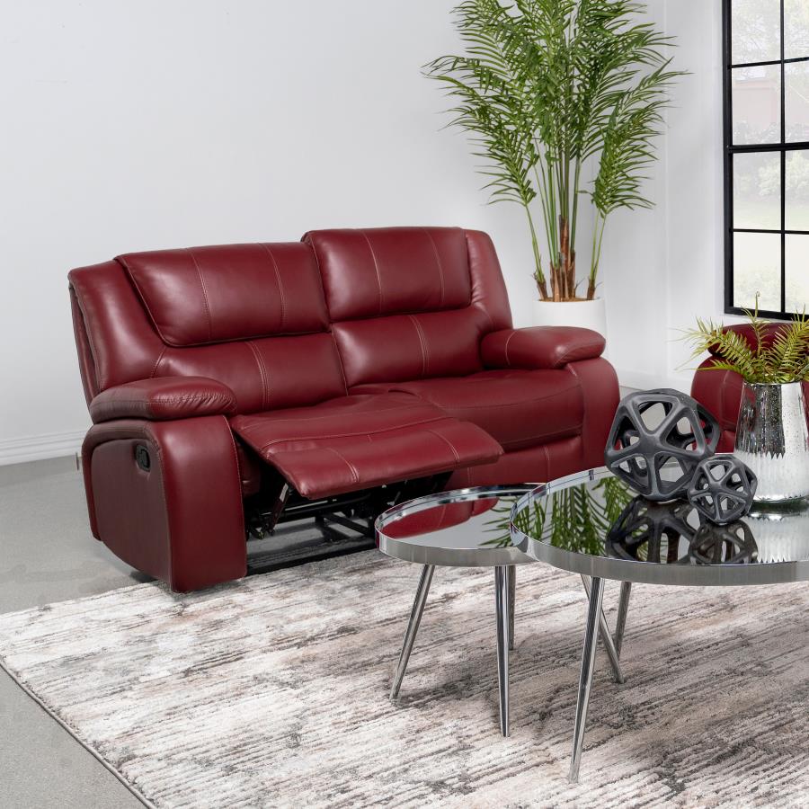 (image for) Camila Upholstered Motion Reclining Loveseat Red