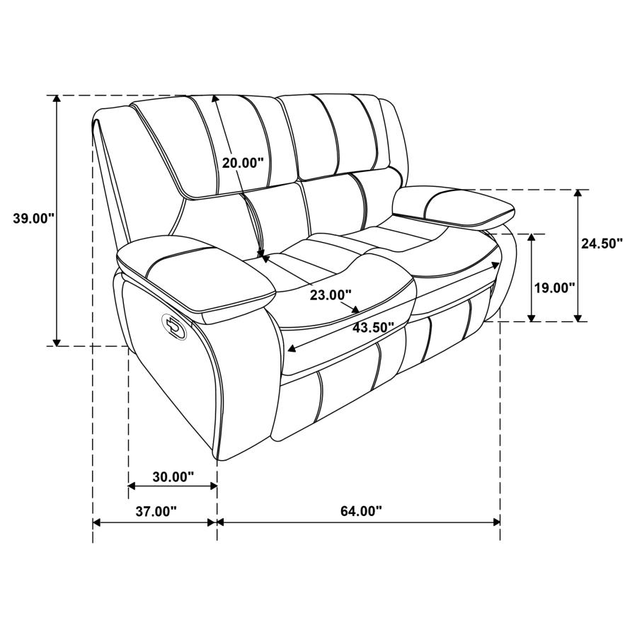 Modal Additional Images for Camila 2-piece Upholstered Reclining Sofa Set Black