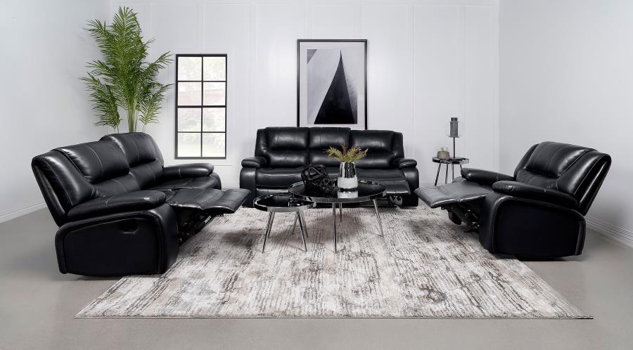 (image for) Camila 3-piece Upholstered Motion Reclining Sofa Set Black