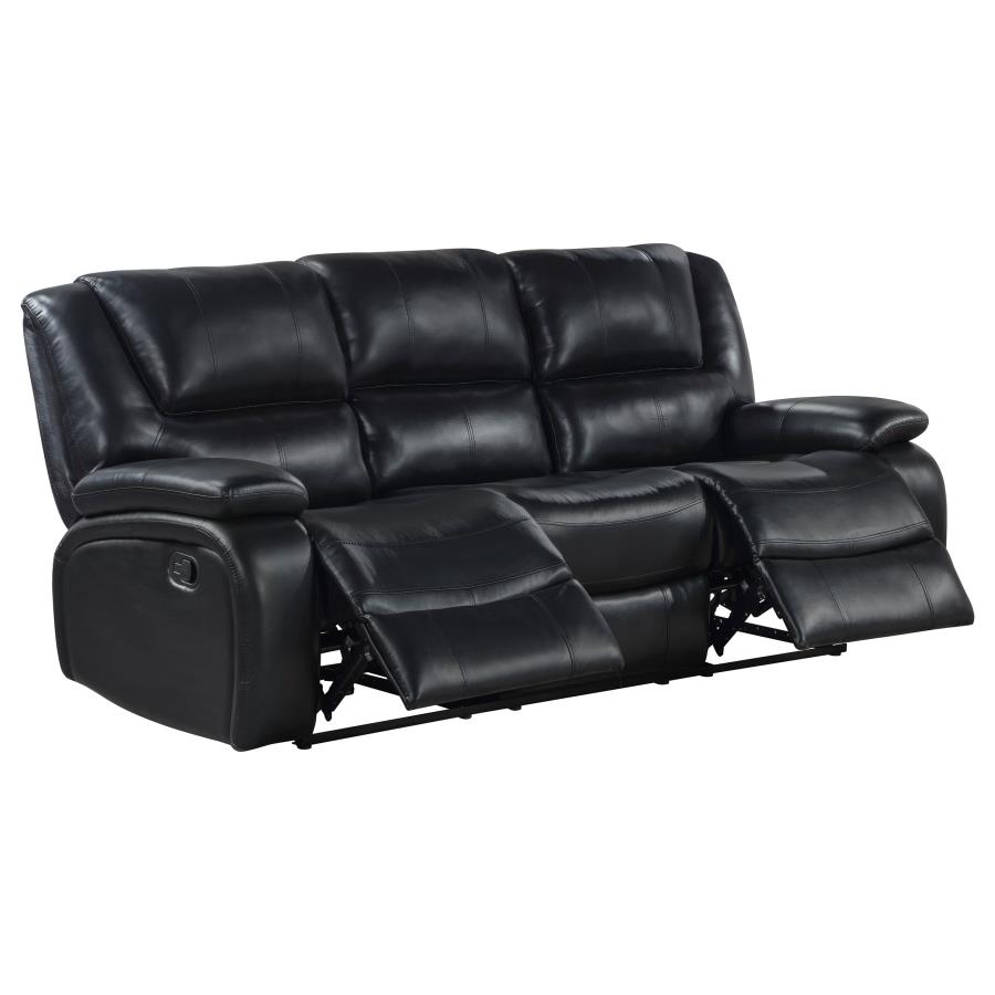 (image for) Camila 3-piece Upholstered Motion Reclining Sofa Set Black