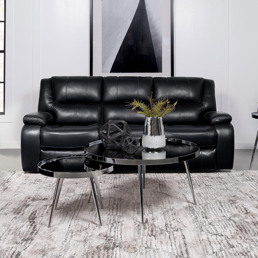 (image for) Camila Upholstered Motion Reclining Sofa Black