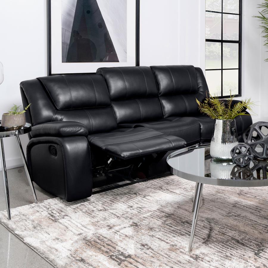 (image for) Camila Upholstered Motion Reclining Sofa Black