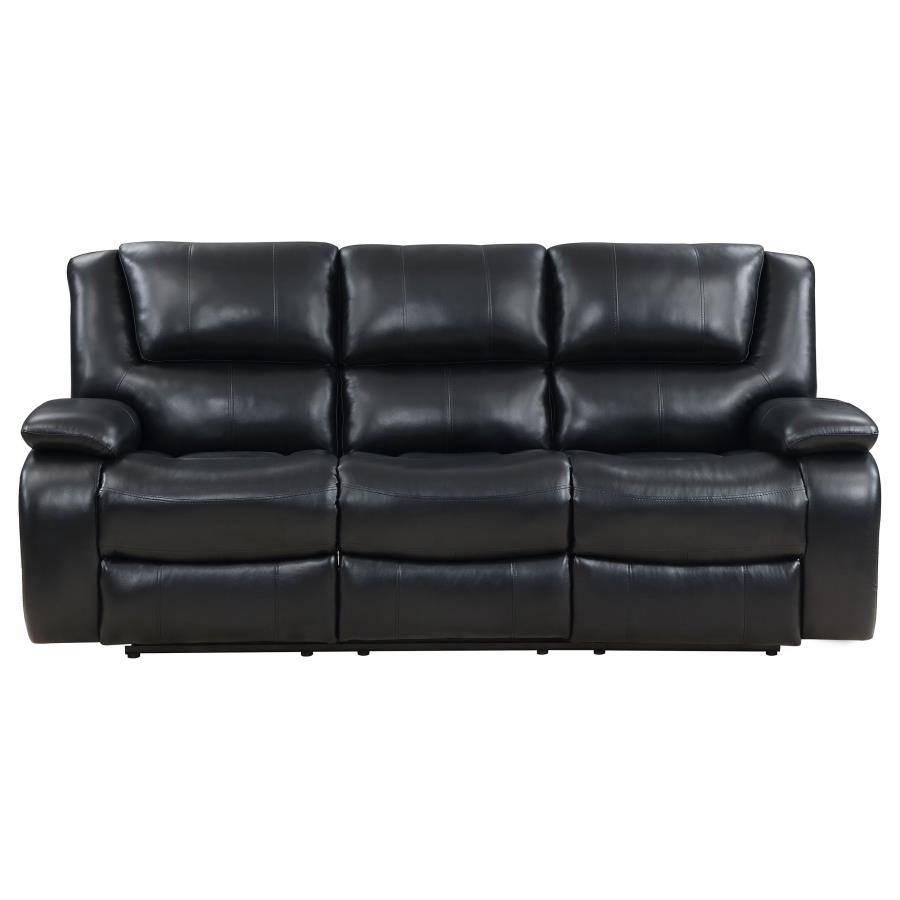 (image for) Camila Upholstered Motion Reclining Sofa Black