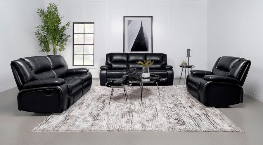 (image for) Camila Upholstered Motion Reclining Sofa Black