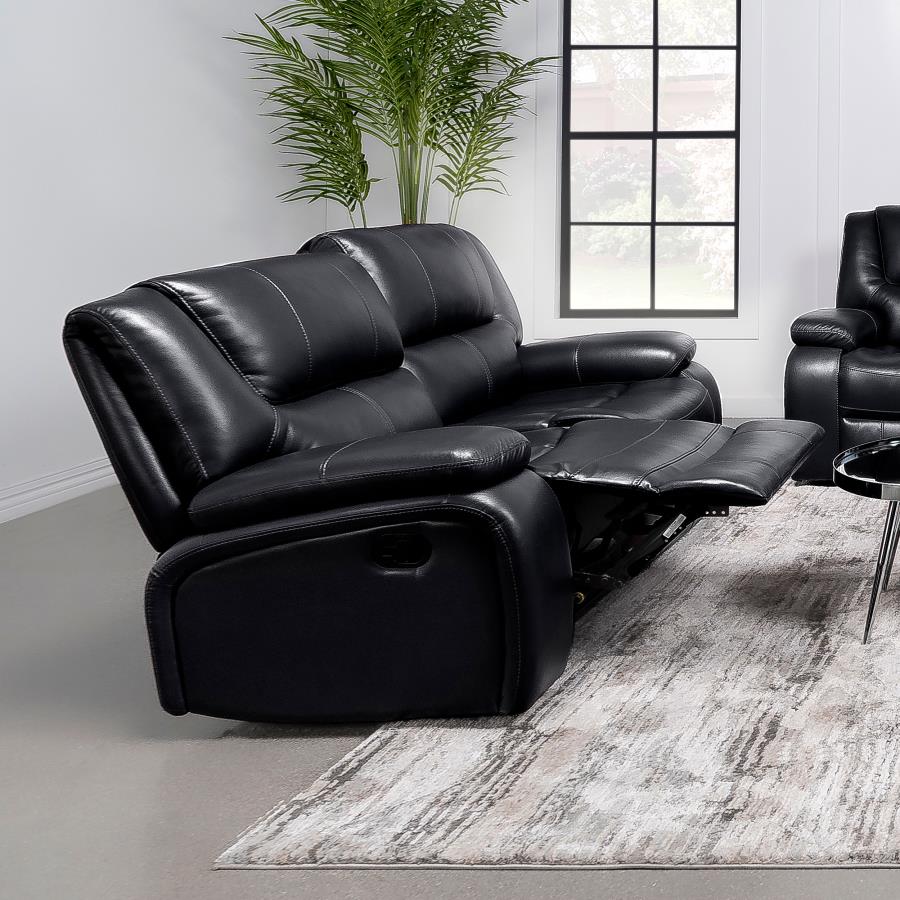 (image for) Camila Upholstered Motion Reclining Loveseat Black