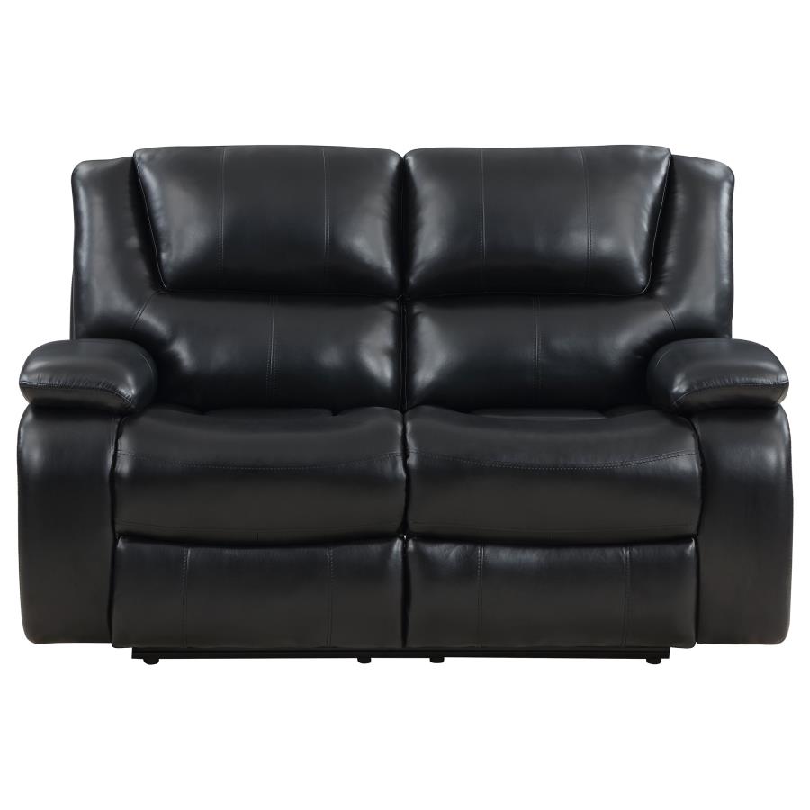 (image for) Camila Upholstered Motion Reclining Loveseat Black