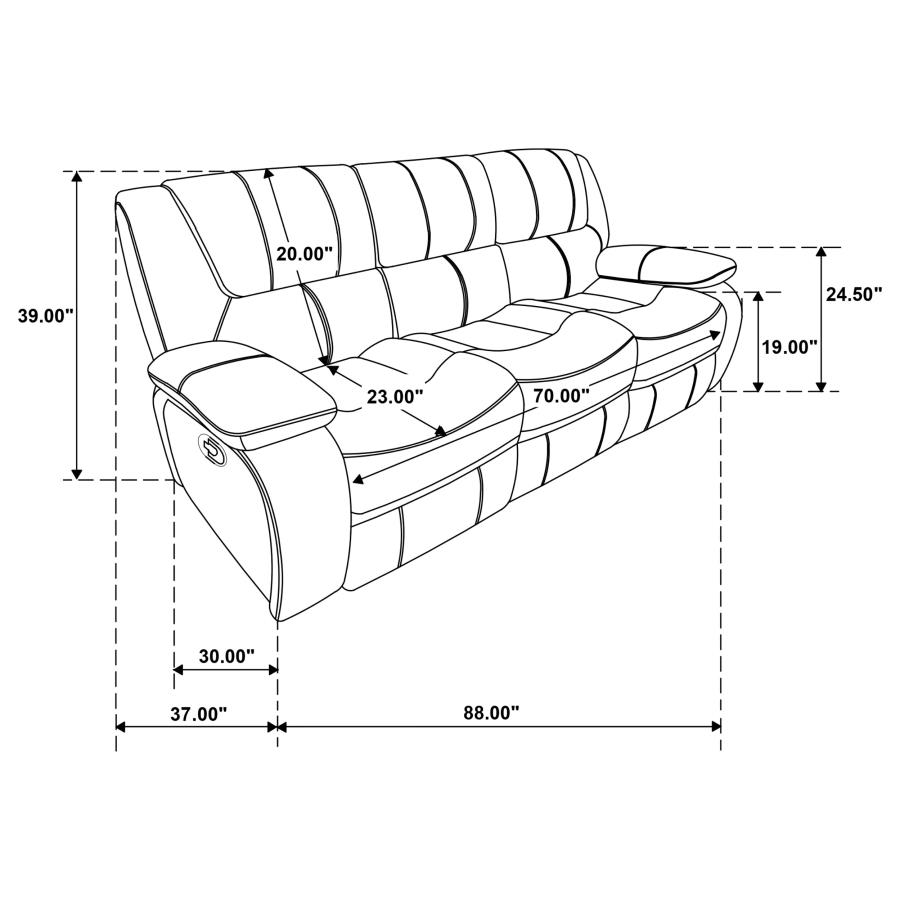 Camila Upholstered Motion Reclining Sofa White