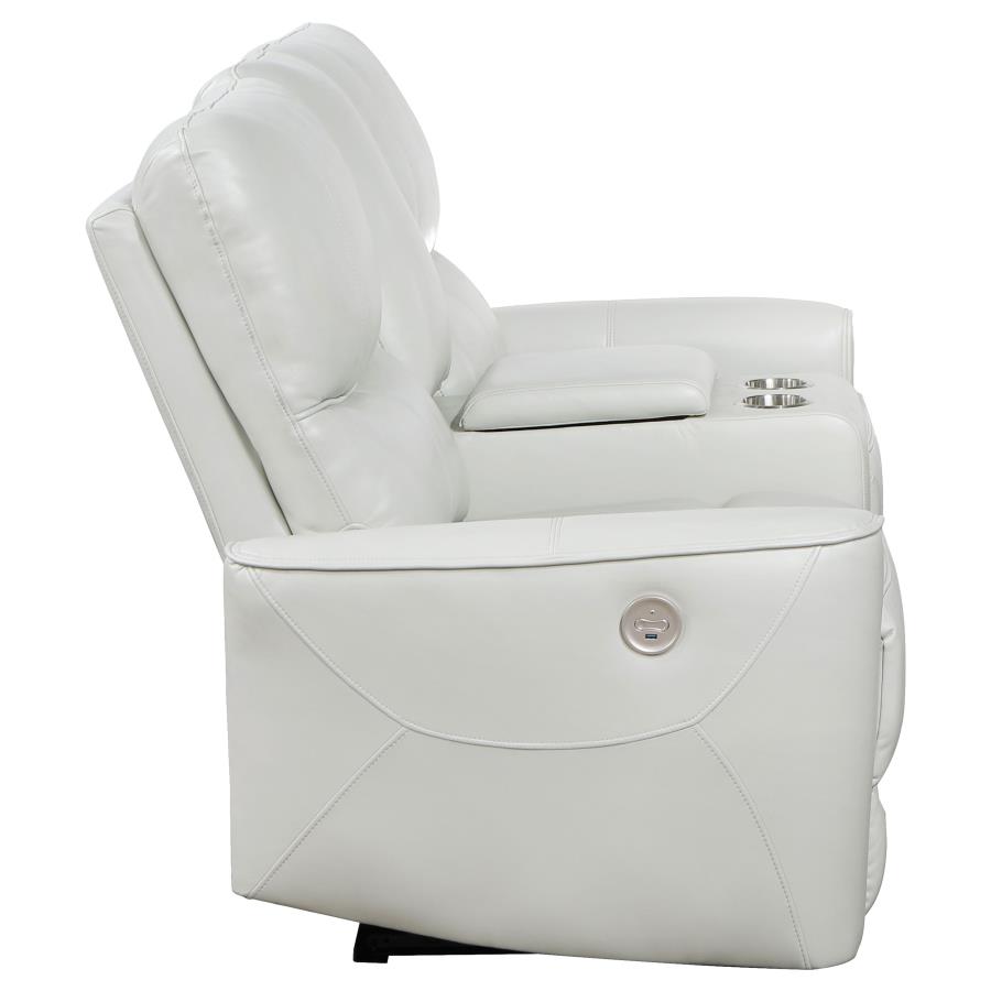 (image for) Greenfield Upholstered Power Reclining Loveseat Ivory