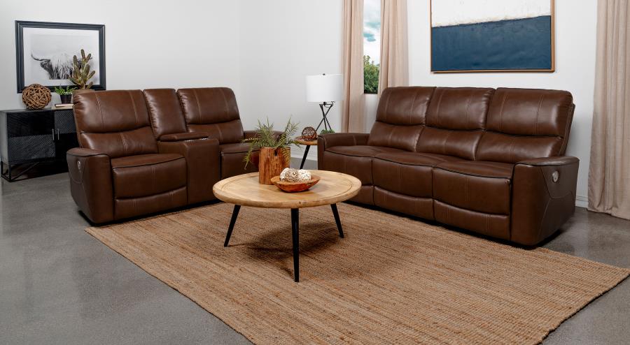 (image for) Greenfield 2-piece Power Reclining Sofa Set Saddle Brown