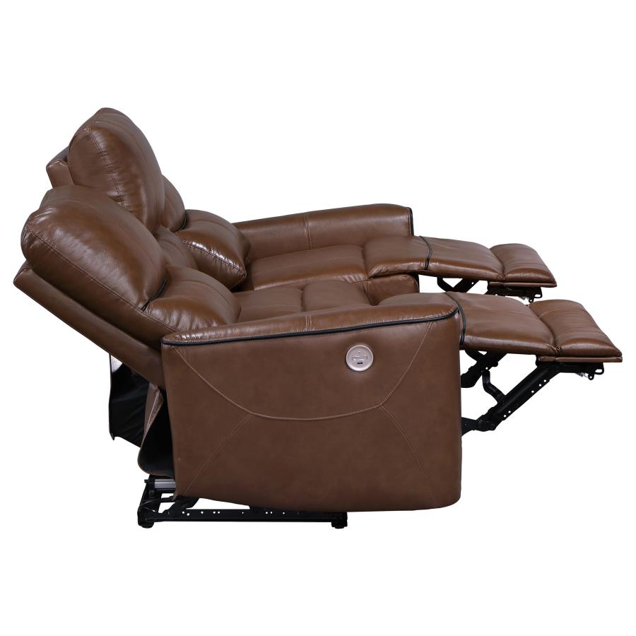 (image for) Greenfield 2-piece Power Reclining Sofa Set Saddle Brown