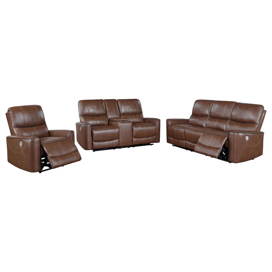 (image for) Greenfield 3-piece Power Reclining Sofa Set Saddle Brown